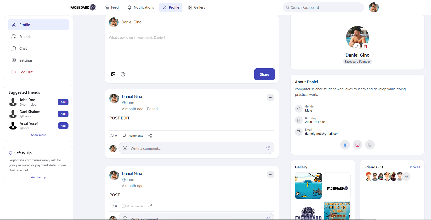 Faceboard Profile
