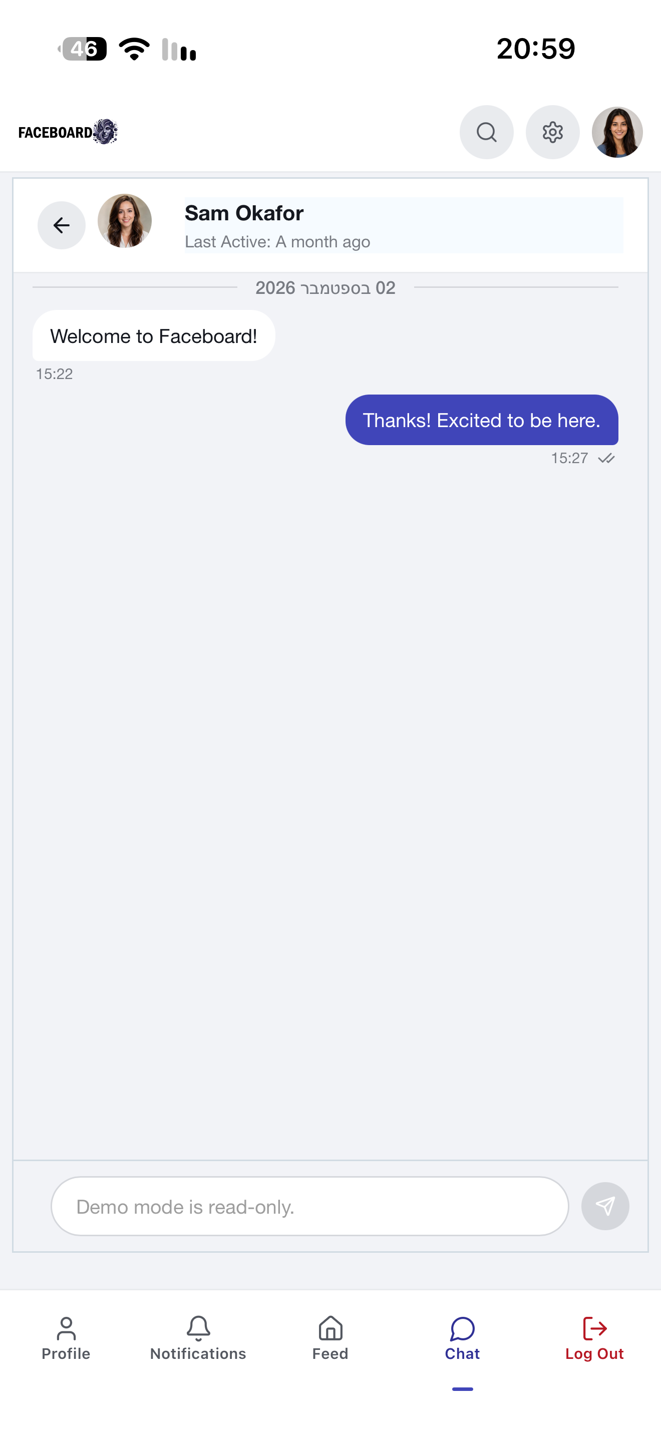 Faceboard mobile Chat